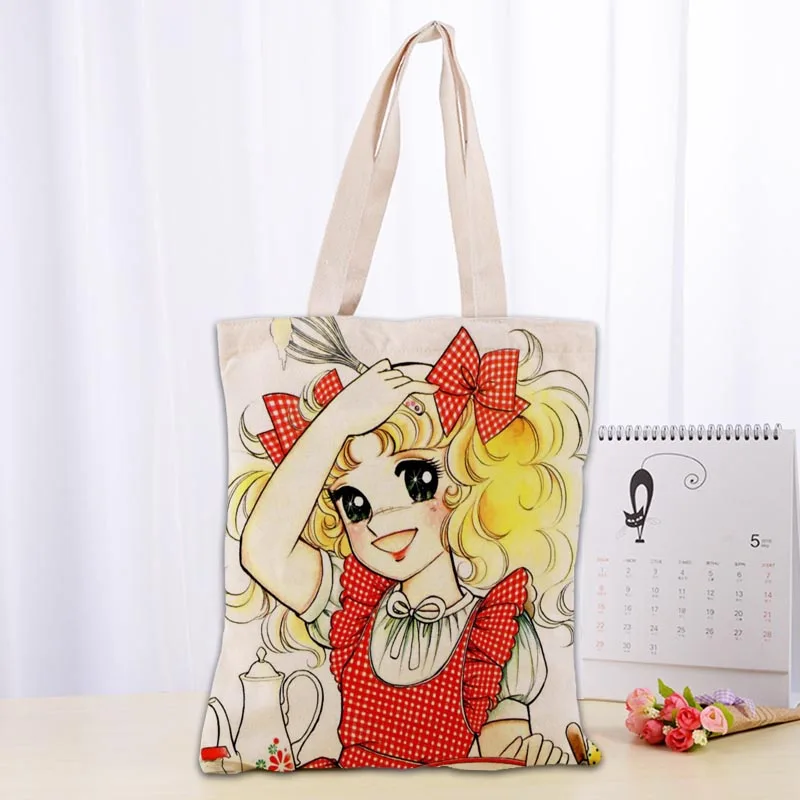 Custom Candy Candy Tote Bag Cotton Cloth Shoulder Shopper Bags for Women Eco Foldable Reusable Shopping Bags 0918