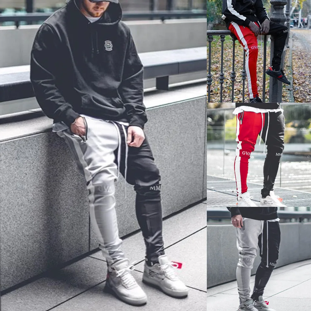 Модные мужские повседневные однотонные Свободные цветные спортивные брюки в