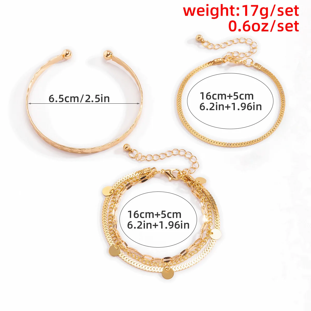 

Punk Snake Chain Bracelet Wafer Metal Chain Charm Bracelet Set Heart Shaped Cuff Bangles For Women Girl Jewelry Pulseira Feminia