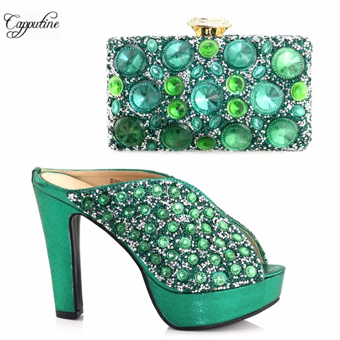 Новейшая вечеринка сандалии на высоком каблуке с пряжкой и сумочка в комплекте