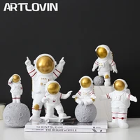 astronaut figurines modern home decor spaceman moon figures decorative desktop ornaments resin silver cosmonaut statues man gift
