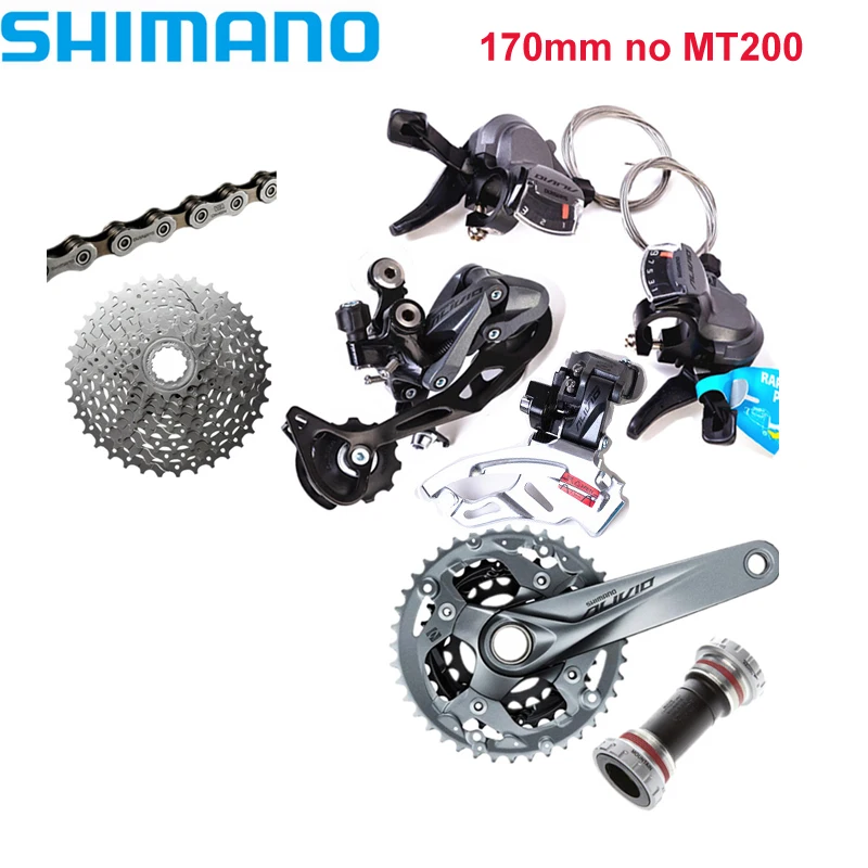 170mm no MT200 SHIMANO ALIVIO M4000 MTB велосипед группа набор M4050 3x9 Скорость Переключатель шатуны переключения FC-M4050 BB52 кассета с цепью MT200 - Цвет: 170mm no MT200