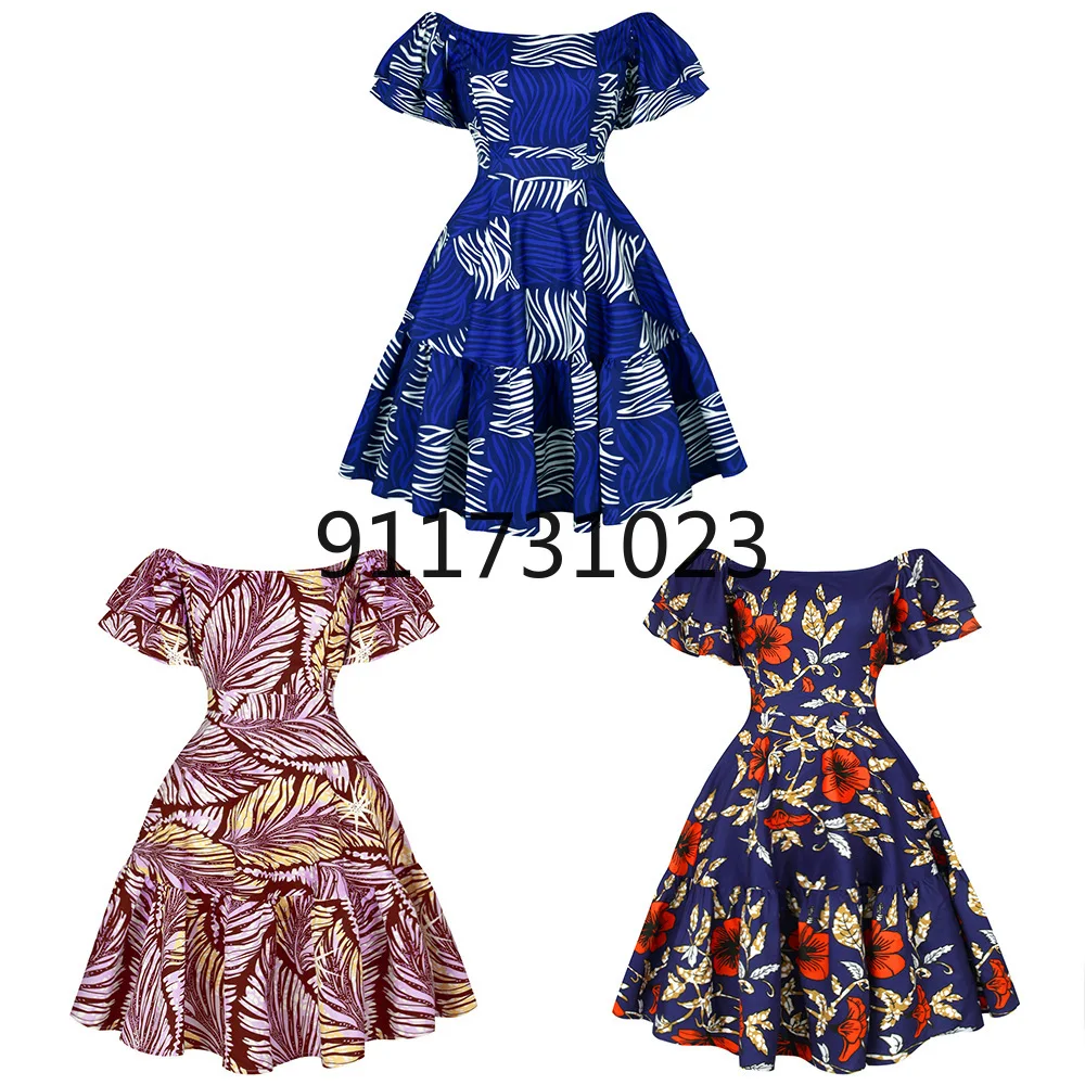 African Dresses For Women 2021 Polyester Fashion Spring Summer Dashiki Africa Style Print Rich Bazin Midi Dress | Тематическая