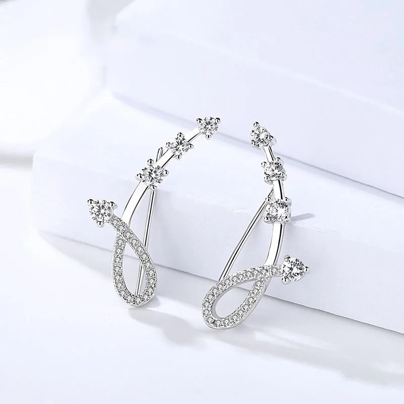 

Женские серьги из серебра S925 пробы, Корейская версия, светлые роскошные длинные серьги с перекрестными линиями и бриллиантами, темперамент...