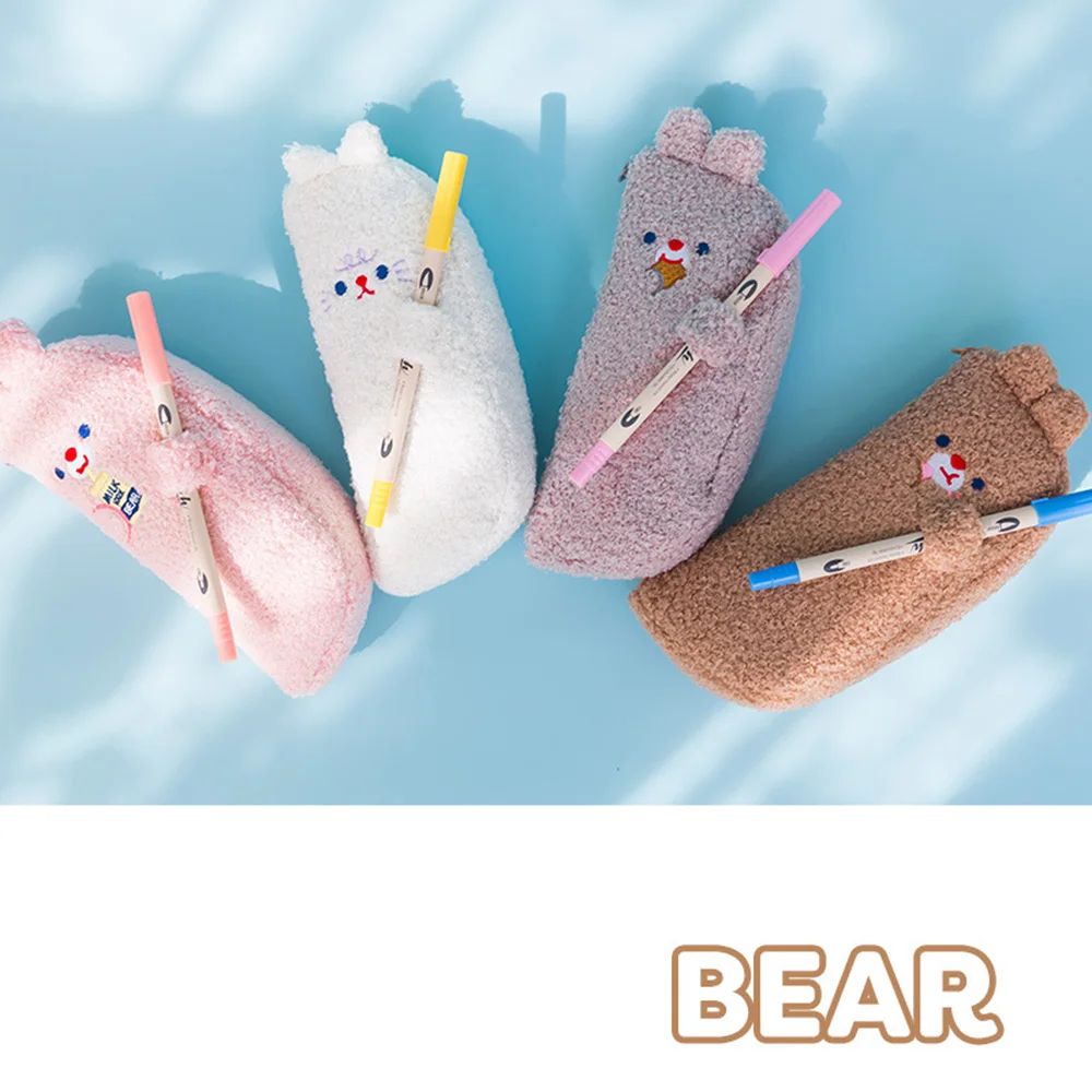 Милый школьный чехол для карандашей милый с медведем девочек и мальчиков большой