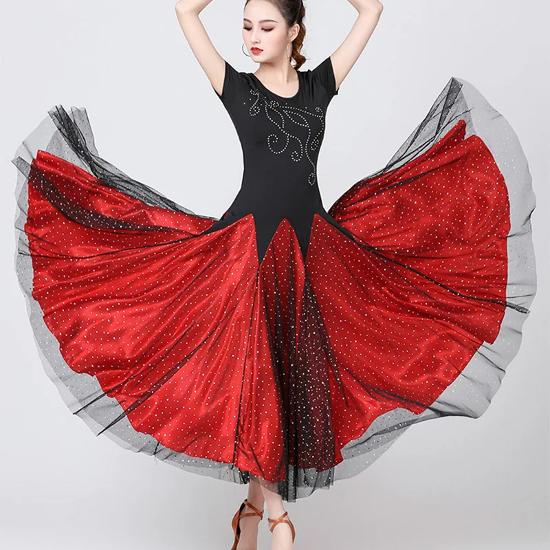 Red Black Fashion Ballroom Dance Dress for Ballroom Dancing Waltz Tango ...