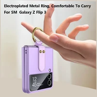 new ring holder case for samsung galaxy z flip 3 5g cover protective film ultra thin case with bracket holder for samsung flip3
