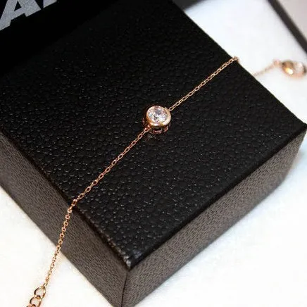 Модный браслет YUN RUO цвета розового золота с инкрустацией фианитами подвески из