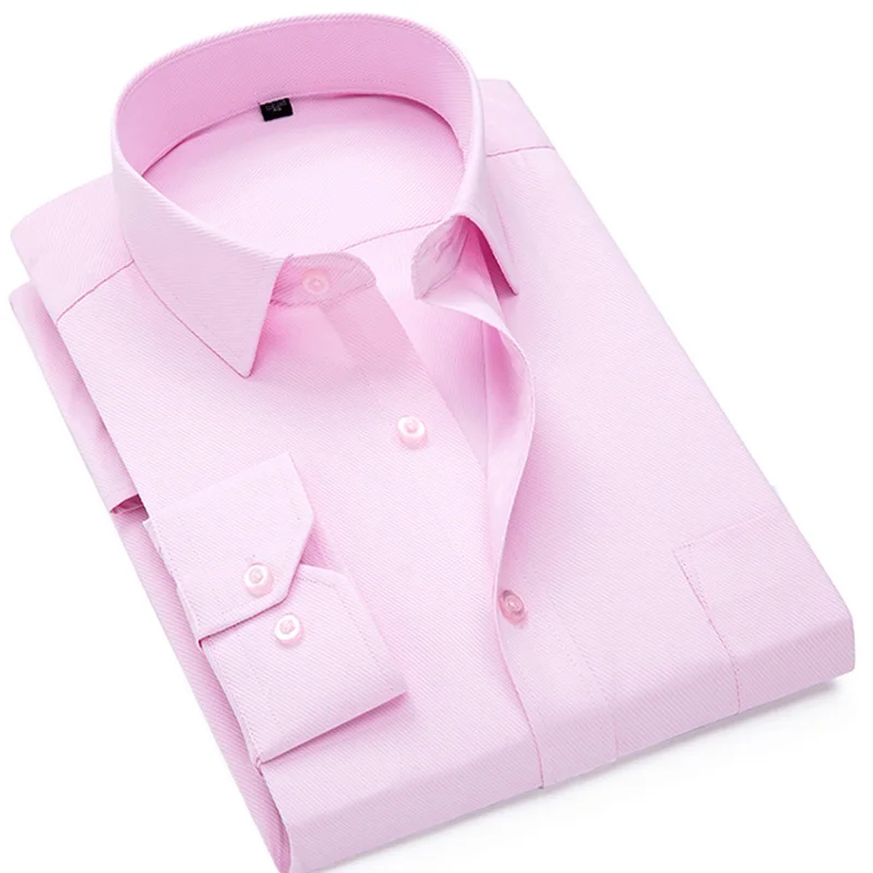 Мужская деловая рубашка с длинным рукавом белая/черная Повседневная приталенная