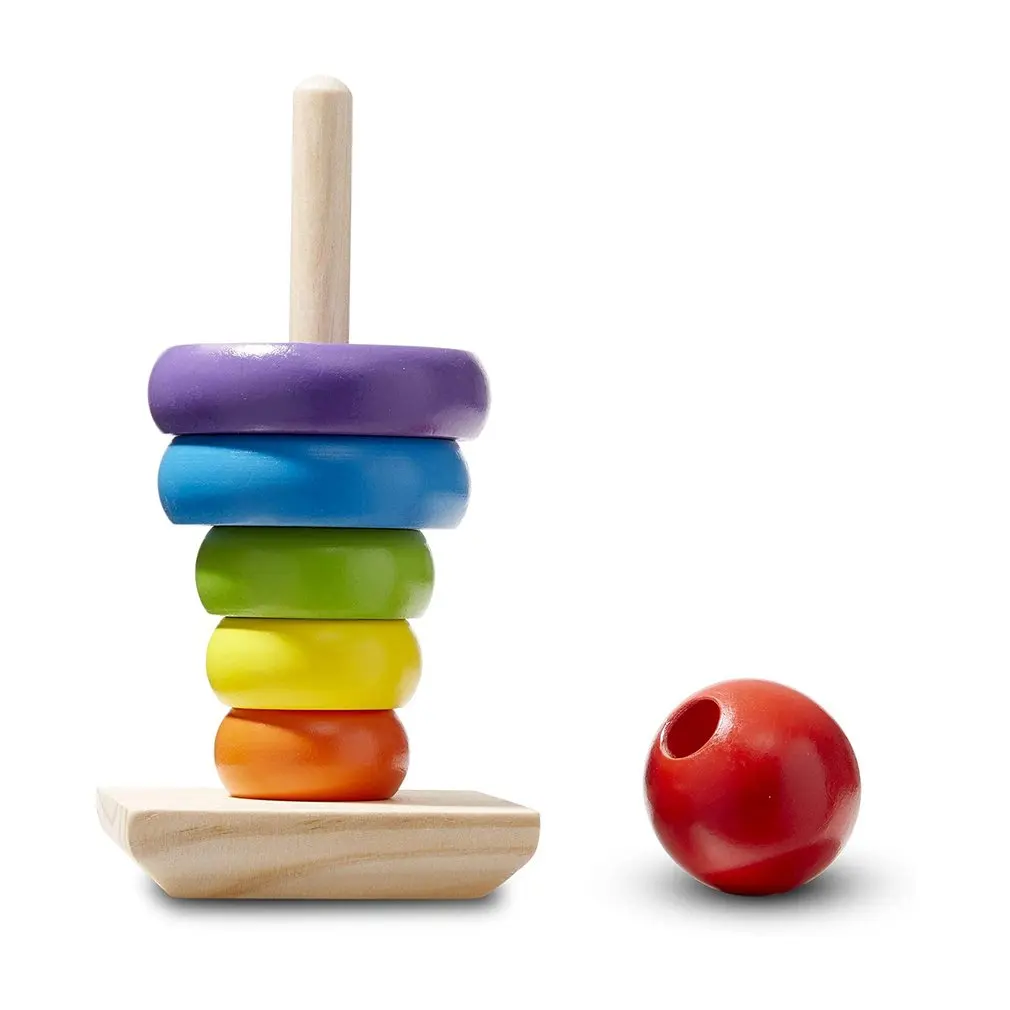 

Rainbow Stacking Ring Tower Blocks Warm Color Wood Toddler Toy Baby Montessori Enlightenment educational Toys Infant Toys