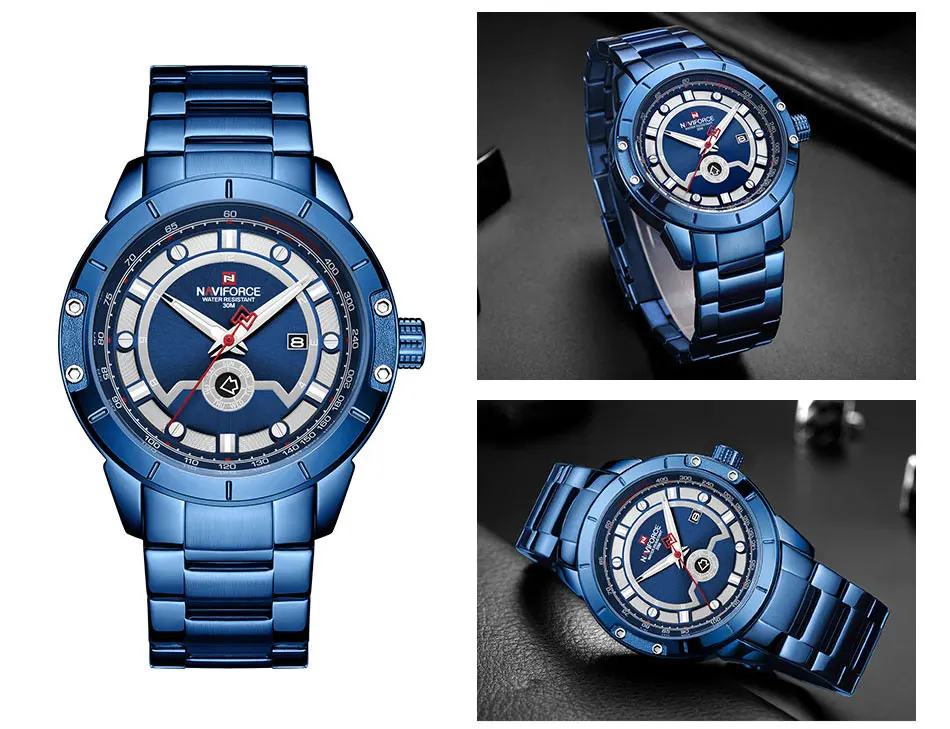 NAVIFORCE мужские часы спортивные водонепроницаемые Лидирующий бренд Роскошные