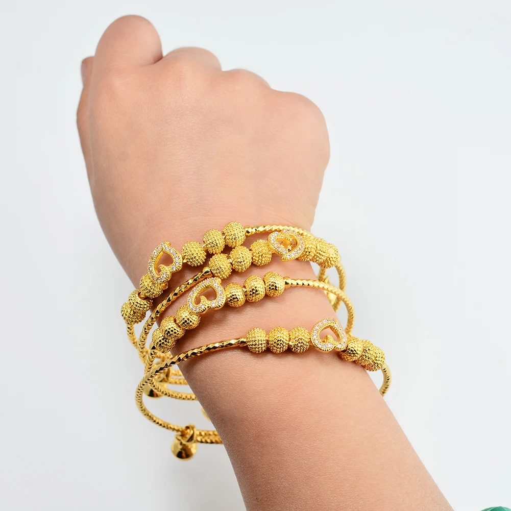 Роскошные браслеты золотого цвета в форме сердца для маленьких девочек от 7 до 20