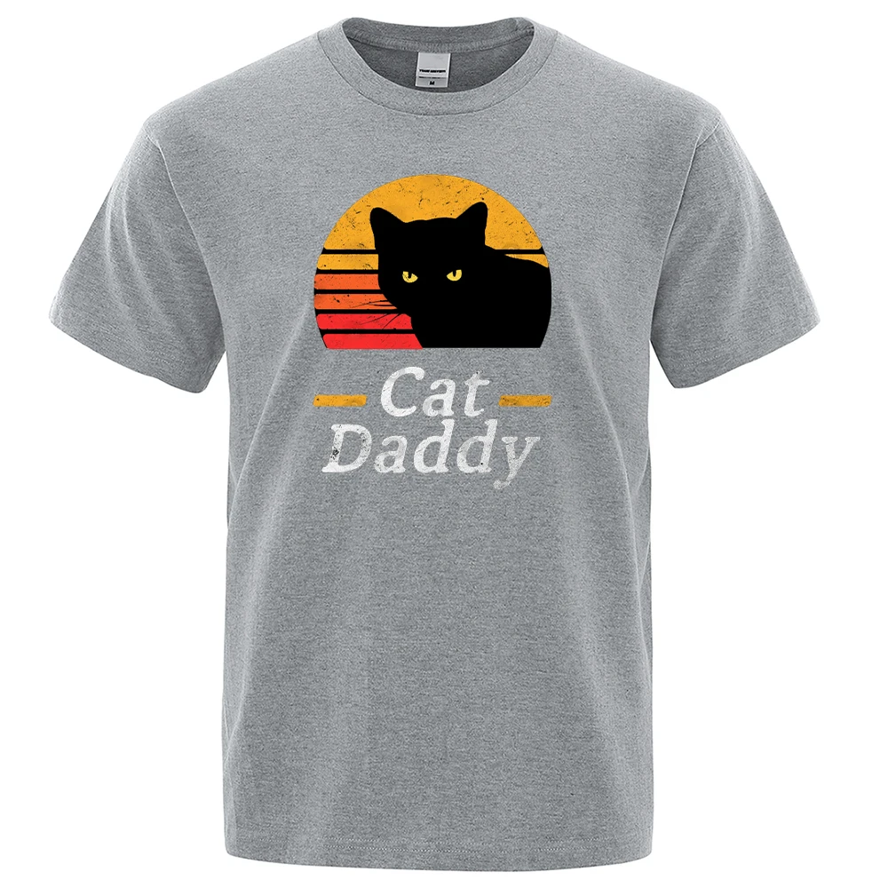 

Черная кошка, папа, крутые мужские футболки с принтом, винтажная женская футболка оверсайз с круглым вырезом, дышащая мягкая Мужская футбол...