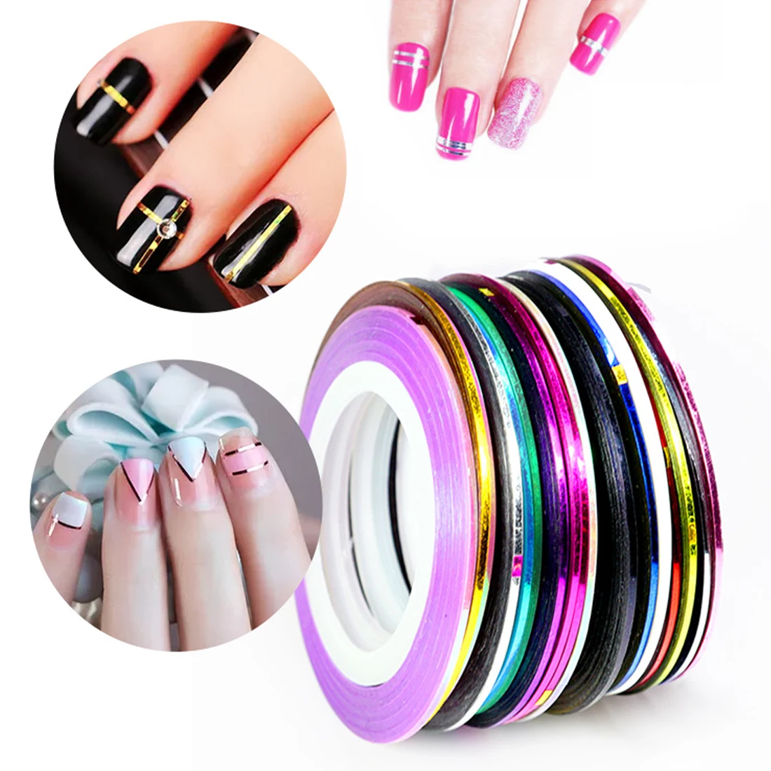 Горячая продажа 1 мм рулон чередование линии для украшения ногтей стикер Клейкая