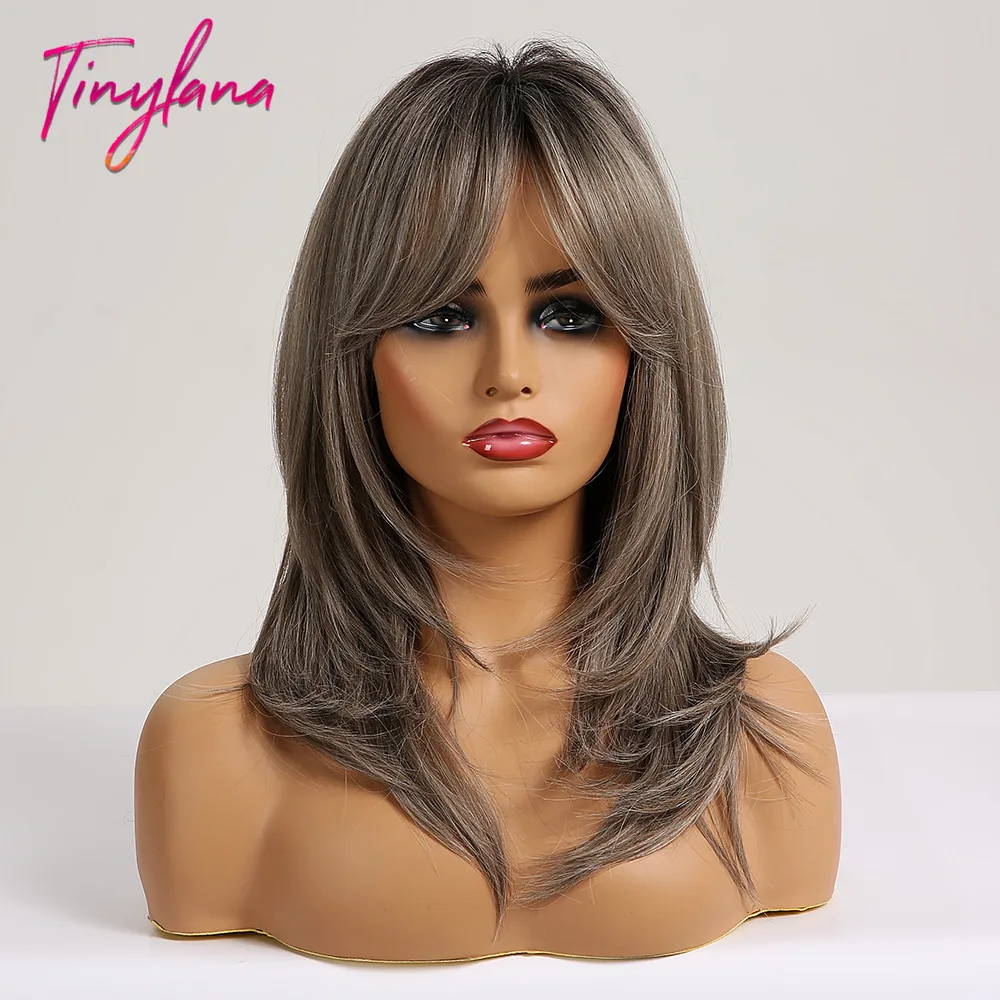 Крошечный парик средней длины для волос LANA коричневый блонд смешанный цвет