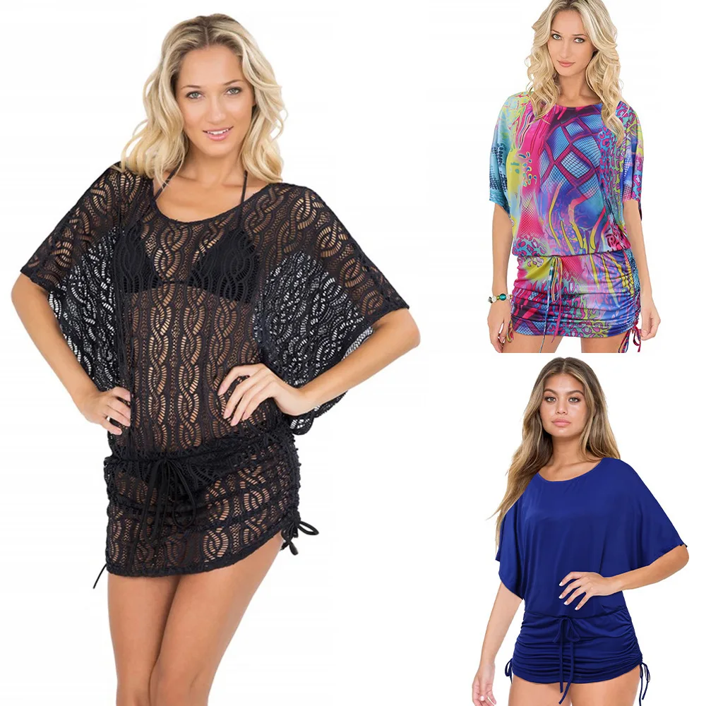 Boho мини сексуальное платье Для женщин с принтом футболка короткими рукавами