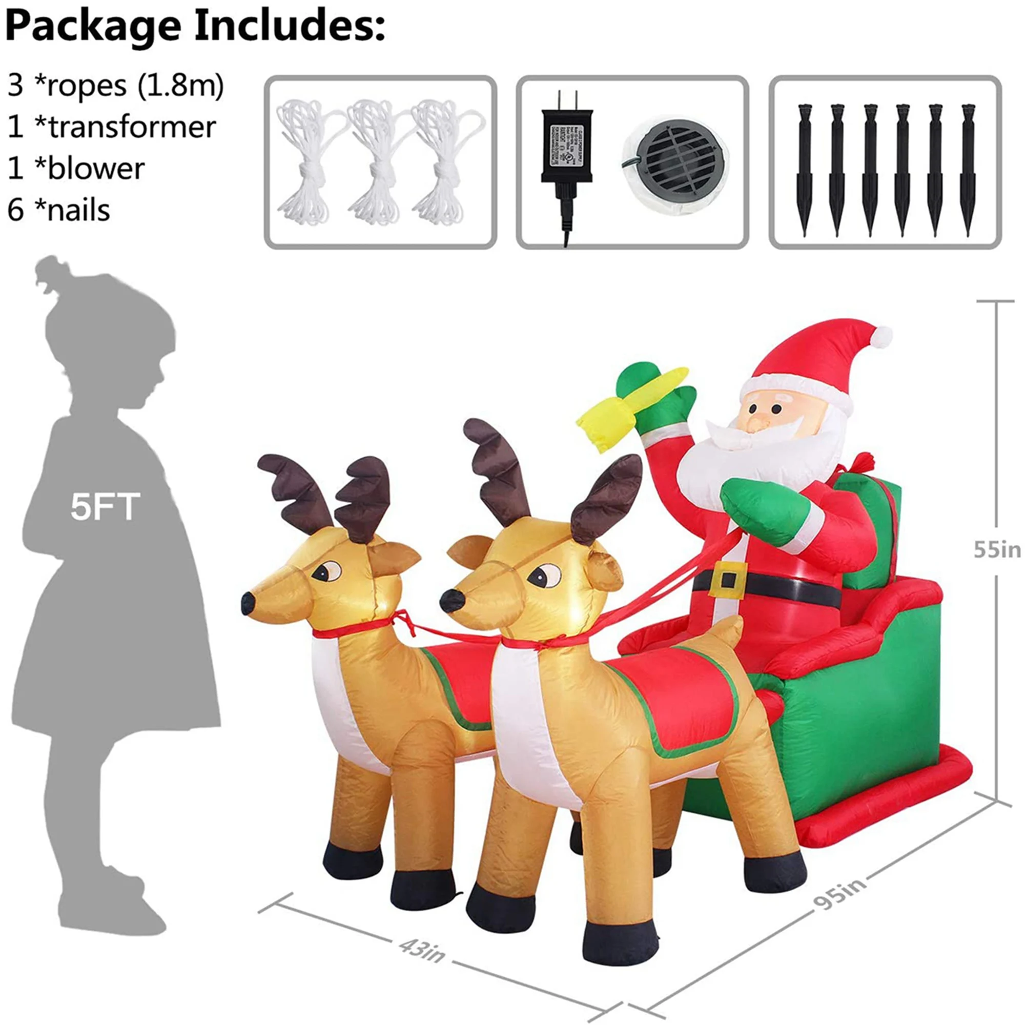 Надувной Санта-Клаус езда полярный медведь 2 м Рождественская надувная