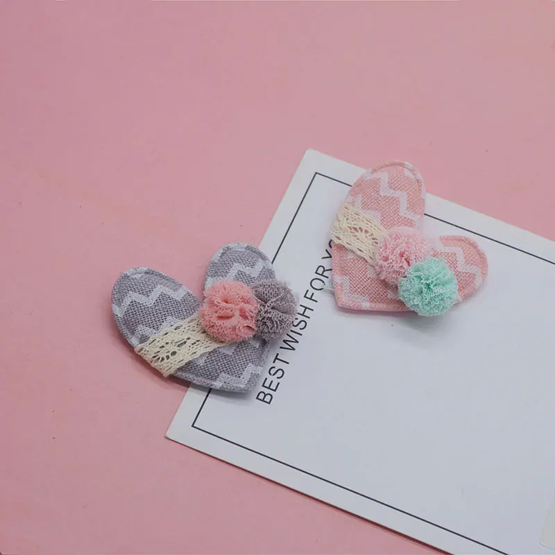 36Pcs/Lot 5*4.5cm Padded Stripe Cloth Heart Applique for DIY Craft Hat Gloves Clothes Fabric Sewing Headwear Decor Patches - купить по