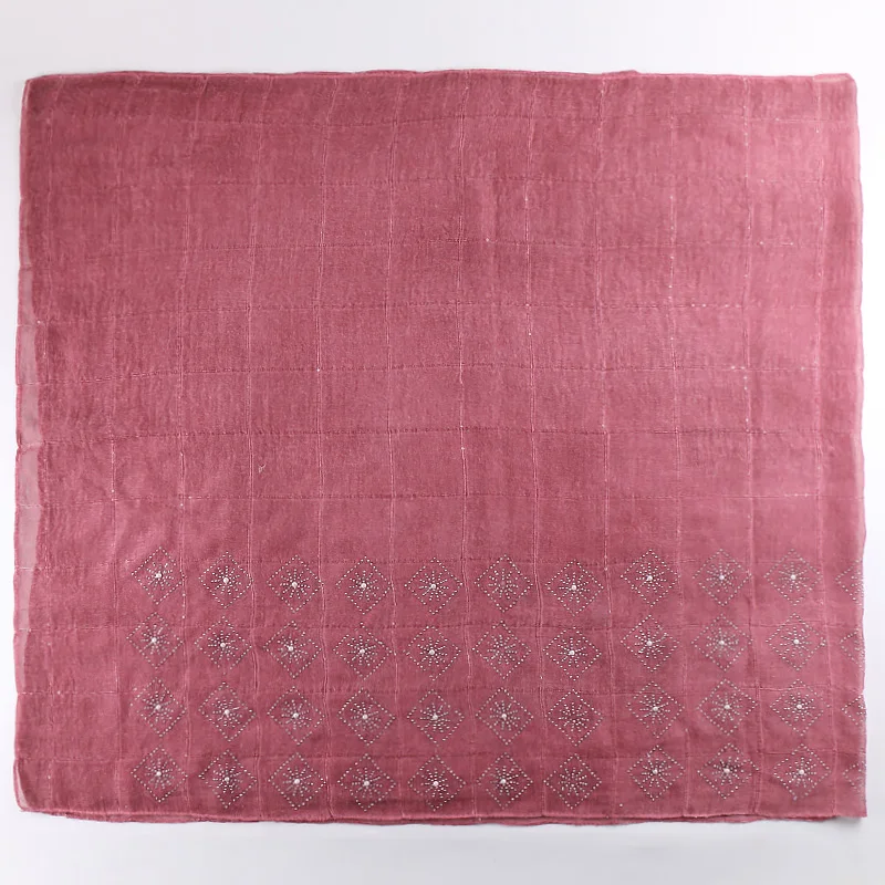 Модные стразы жемчужный хлопковый шарф клетчатый длинный новый стиль хиджаб для