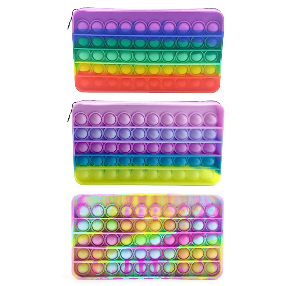 

2IN1 Big Popete Pencil Case Bag Pops Fidget Toys Push Bubble Children Antistress Squeeze Toy Kit Calculator Figet Toys Child