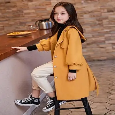 

2020 New Girls Autumn and Winter Fashion Elegant Yellow Windbreaker Jacket