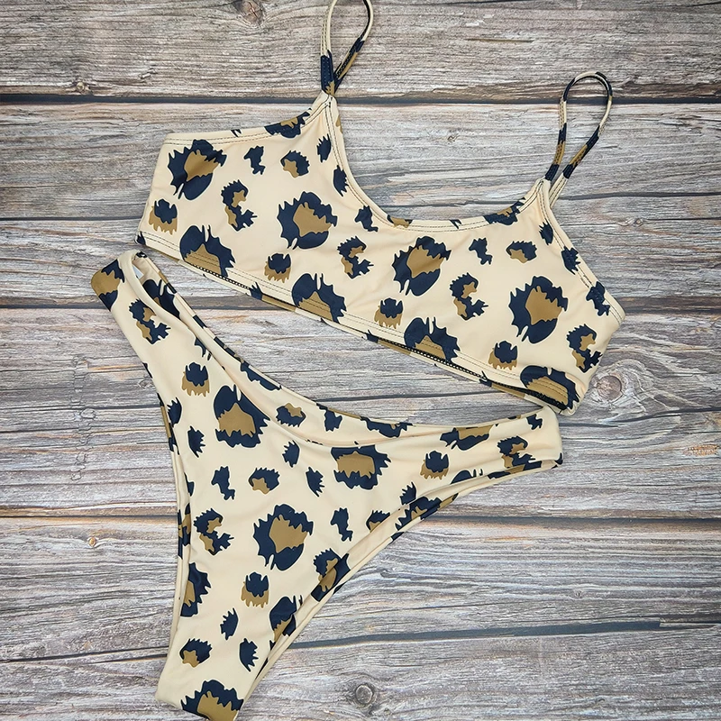 Купальник бикини женский с низкой талией пикантный купальник леопардовым