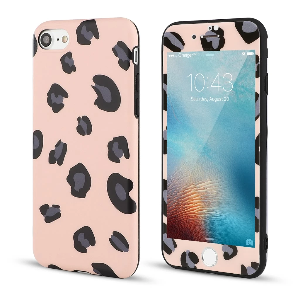 Женский милый Леопардовый Защитный чехол для экрана 360 дюйма телефона iPhone Xr X Xs Max 7