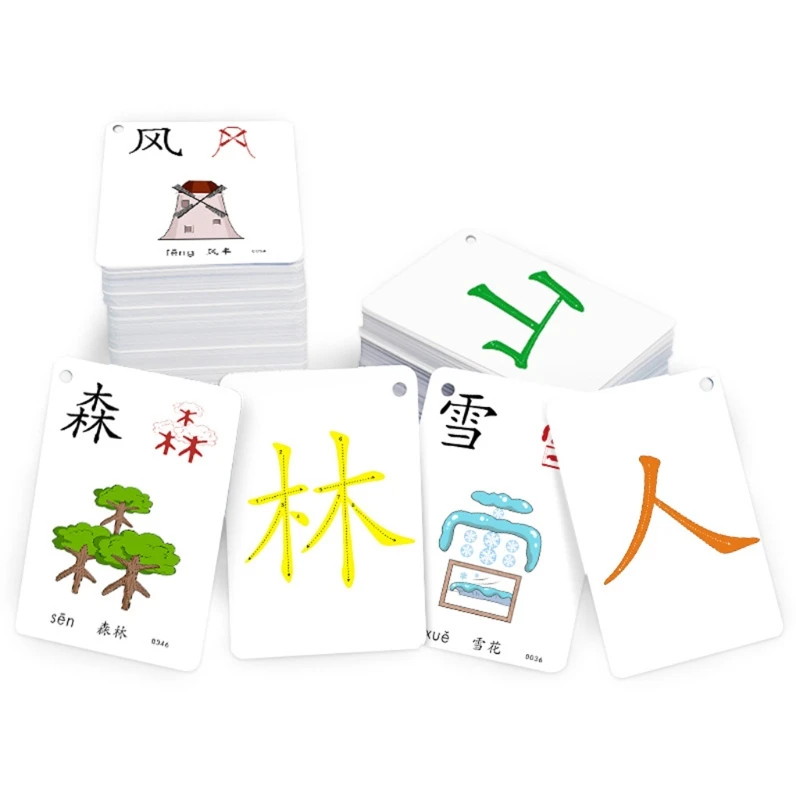 

50LA 250PCS Learning Chinese Words Language Flash Cards Kids Baby Learning Card Memory Game Educational Toy Card