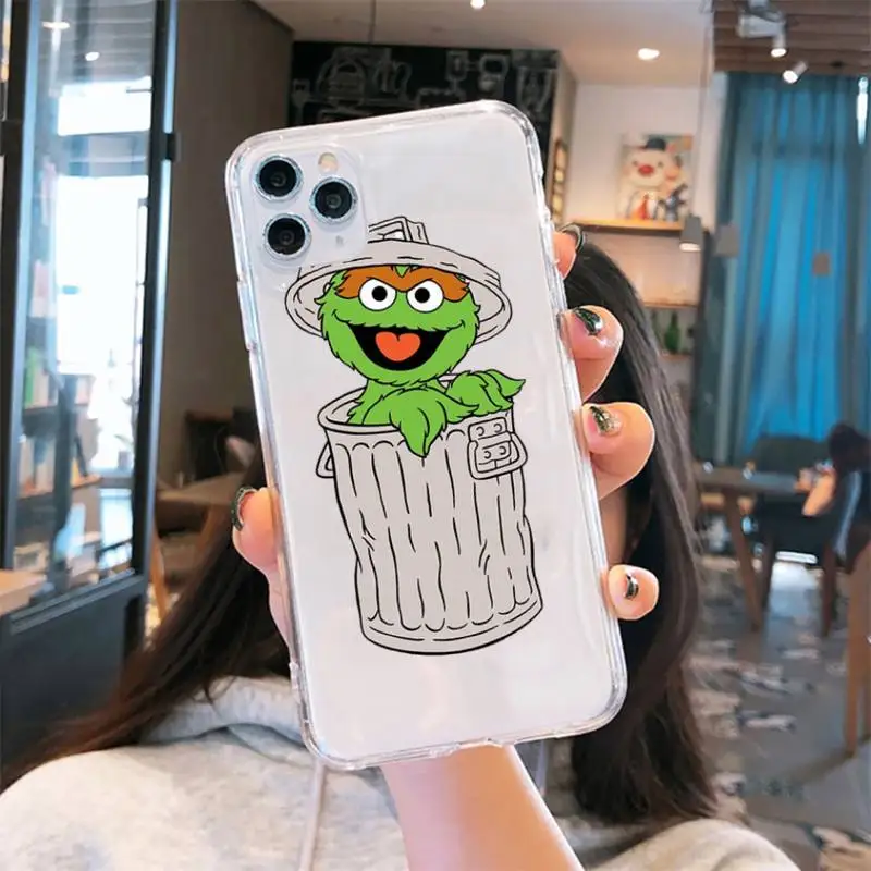 

Ins Sesame Street Cookie cute cartoon Transparent soft iphone 5 6 7 8 11 12 s c se plus mini x xs xr pro max cover funda