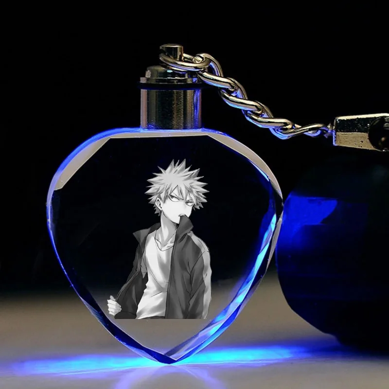 9 Аниме Мой герой Academy светодиодный брелок Bakugou Katsuki Todoroki Shoto милые забавные красочные хрустальные подвесные брелоки porte clefs подарок - Цвет: 9
