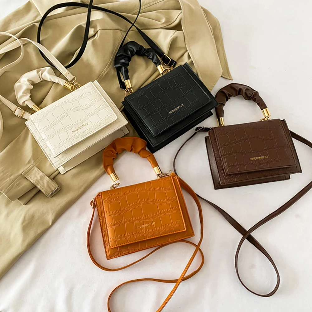 

Популярная простая Женская Повседневная сумка, Женский кошелек через плечо из искусственной кожи с узором под камень, сумка на плечо с ручк...