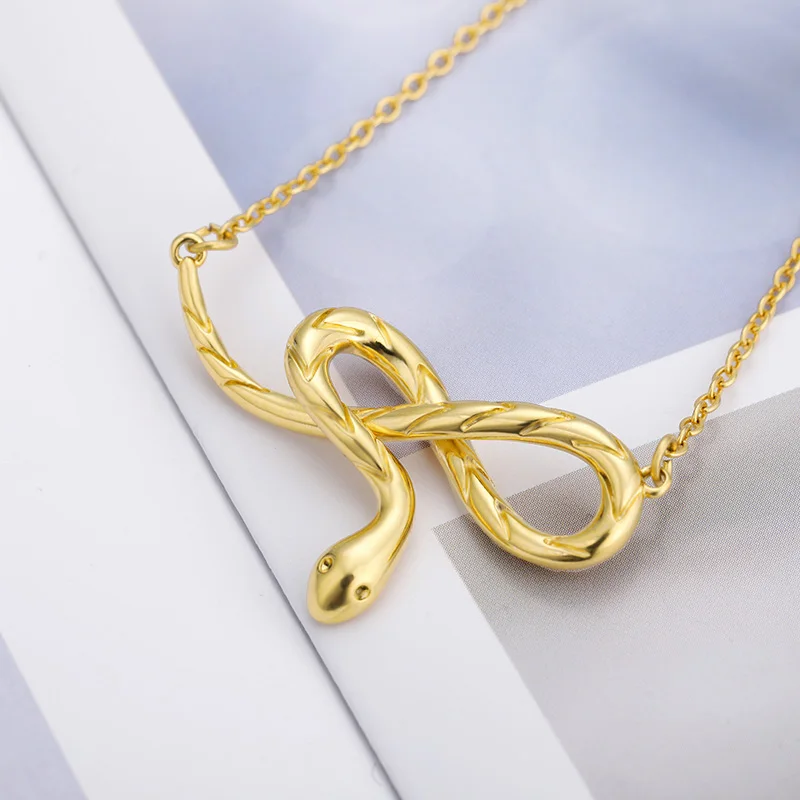 Metal Snake Necklace For Women Men New Fashion Gold Chain Stainless Steel Serpent Pendant Jewelry Glamour Gift Bijoux | Украшения и