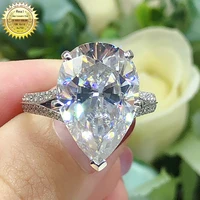 18k au750 white gold women wedding party engagement ring 5carat dvvs pear moissanite diamond ring classic trendy