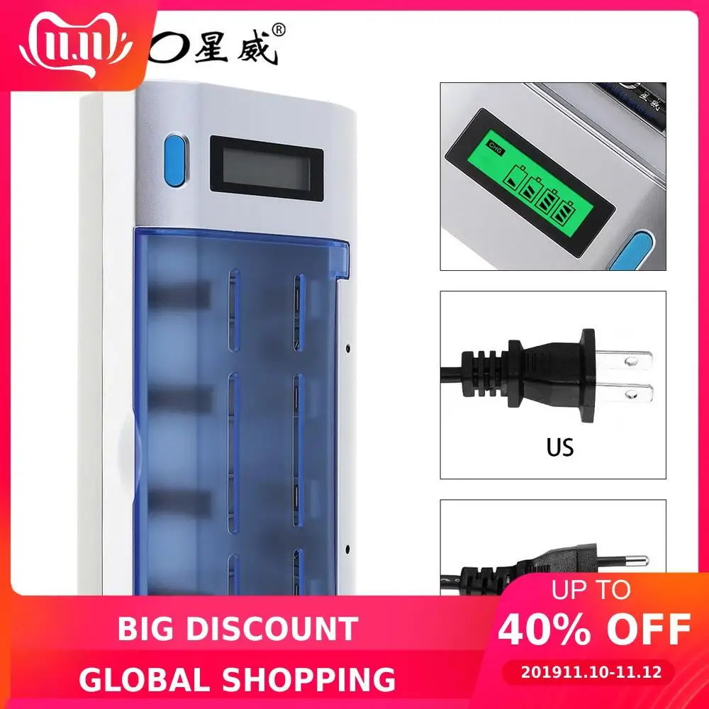 PALO 4 слота ЖК дисплей смарт зарядное устройство защита от перегрева для Ni MH NI CD AA AAA