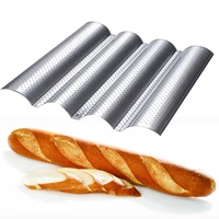 non stick baguette pan french bread baking mold 4 wave loaves loaf bake mold toast cooking bakers bread molding tray tools