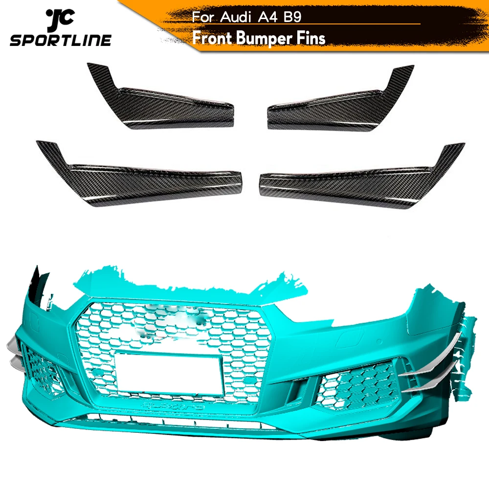 

Front Bumper Fins Splitters Canards For Audi A4 B9 2017 - 2020 Carbon Fiber Front Bumper Air Vents Canards Fins