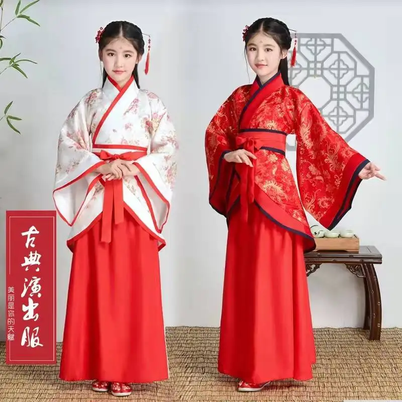 

Traditional Chinese Dance Costumes for Girls Ancient Opera Tang Dynasty Han Ming Hanfu Dress Child Clothing folk Dance Children