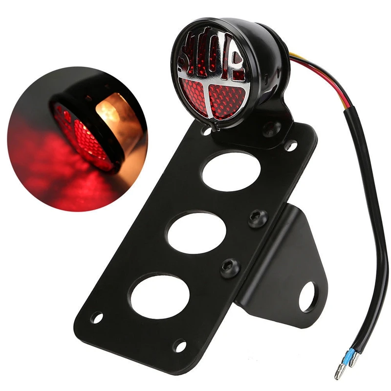 

12V Motorcycle Bike Rear Tail Brake Light Lamp License Plate Motorcycle Accessories Decorative Lamp Chopper