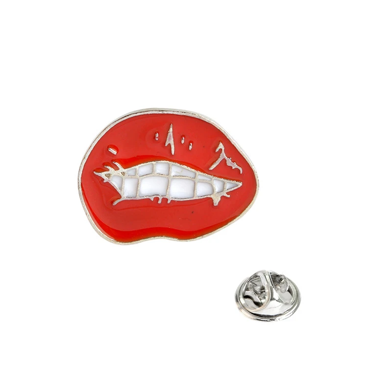 Романтические Мультяшные красные Броши с сердечком для женщин куртка собак губы