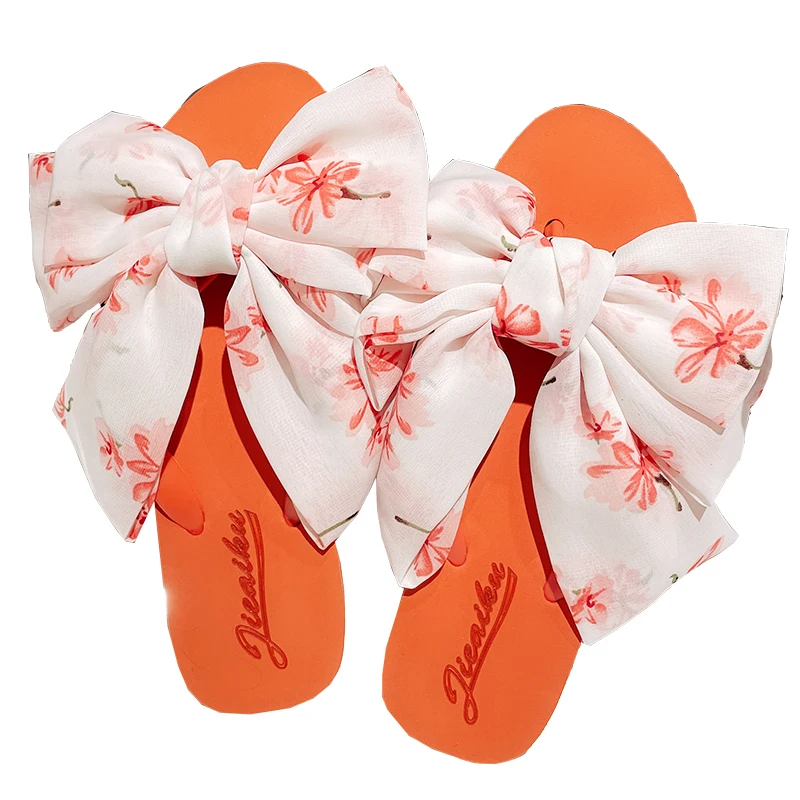 

Low Rubber Slippers Shoes Woman 2021 Butterfly-Knot Luxury Slides Shale Female Beach Designer Sabot Flat Butterfly-knot Basic Fa