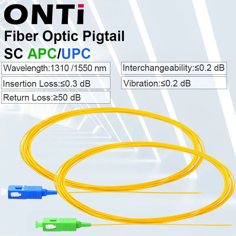 ONTi 20/50/100/200 шт./лот SC APC / UPC Fiber Pigtail Simplex 9/125 1 м Одномодовый волоконно оптический 0 9