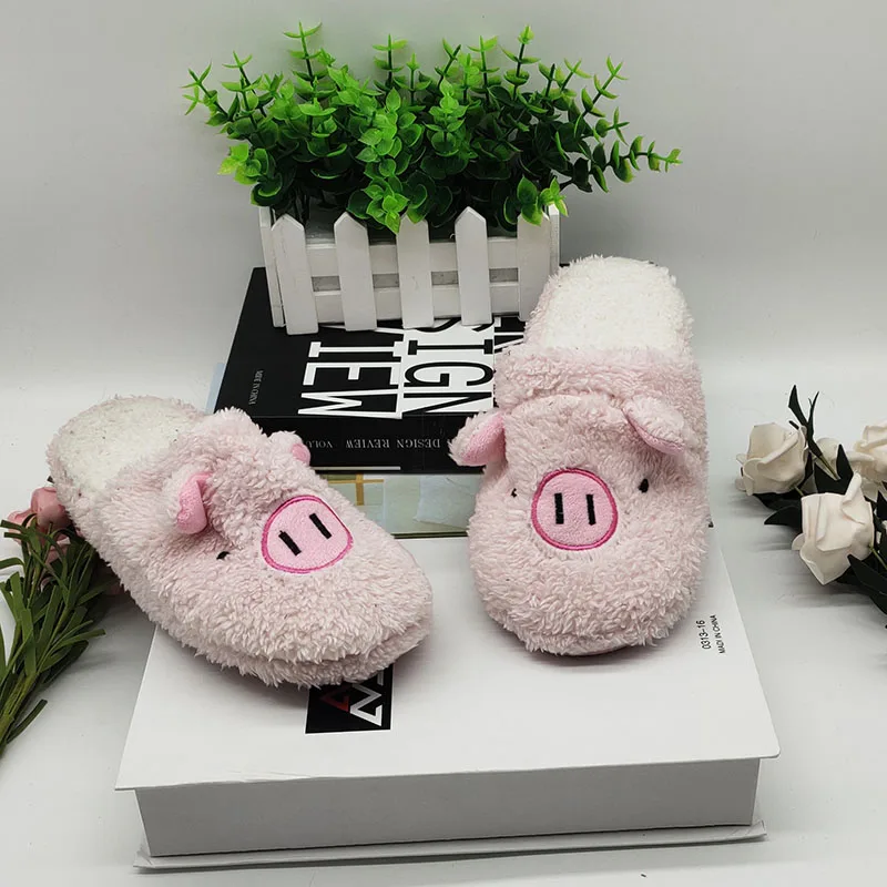 Pig Cute Animal Slipper For Women Girls Fashion Kawaii Fluffy Winter Warm Slippers Woman Cartoon Funny Shoes House Slippers