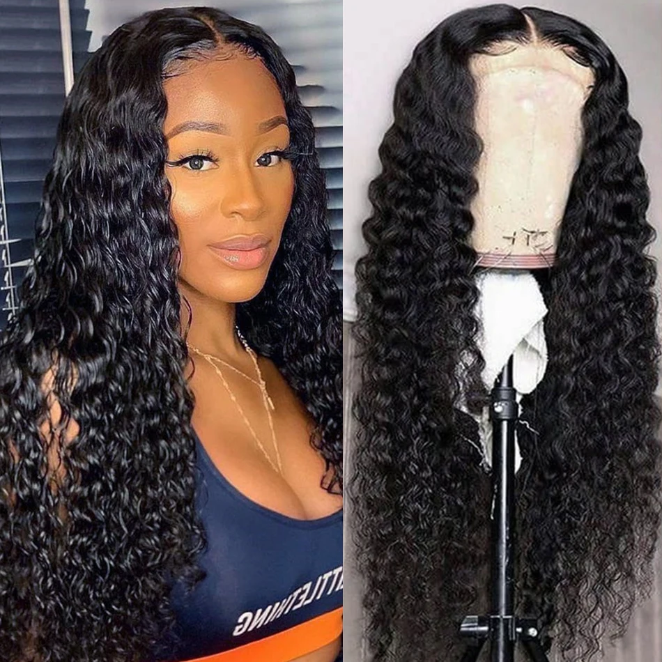 

Deep Wave Lace Closure Wig Human Hair Lace Frontal Wigs 150% 180% Density Lace Front Wig Pre Plucked Bleached Knots Wigs Remy