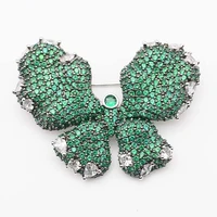 4632mm high quality green color cz micro butterfly brooch