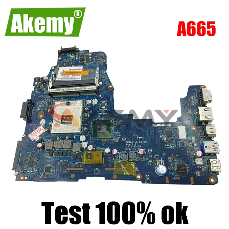 

Материнская плата AKEMY K000128590 для ноутбука Toshiba A660 A665, материнская плата для ноутбука LA-6832P HM65 DDR3