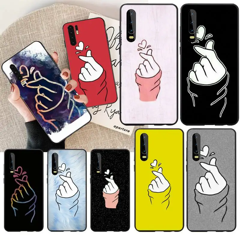 Мягкий силиконовый черный чехол PENGHUWAN с сердечками в стиле kpop для Huawei Honor 20 10 9 8 8x 8c
