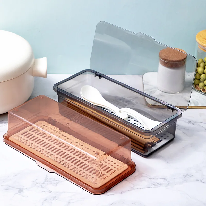 

Multifunction Portable Drain Tableware Storage Box Home Supplies Fork Spoon Chopsticks Organizer Travel Office Cutlery Container