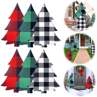 6 pack christmas decoration yard signs stakes happiness holiday plaid trees christmas tree outdoor garden lawn decorations