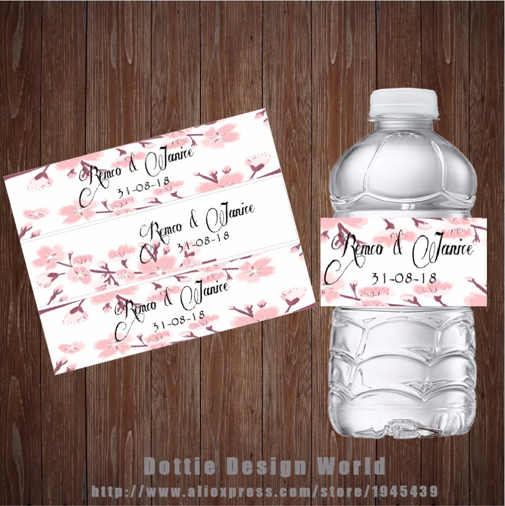 20 шт./лот по индивидуальному заказу Цвет розовый Цветок ярлыки бутылки с водой