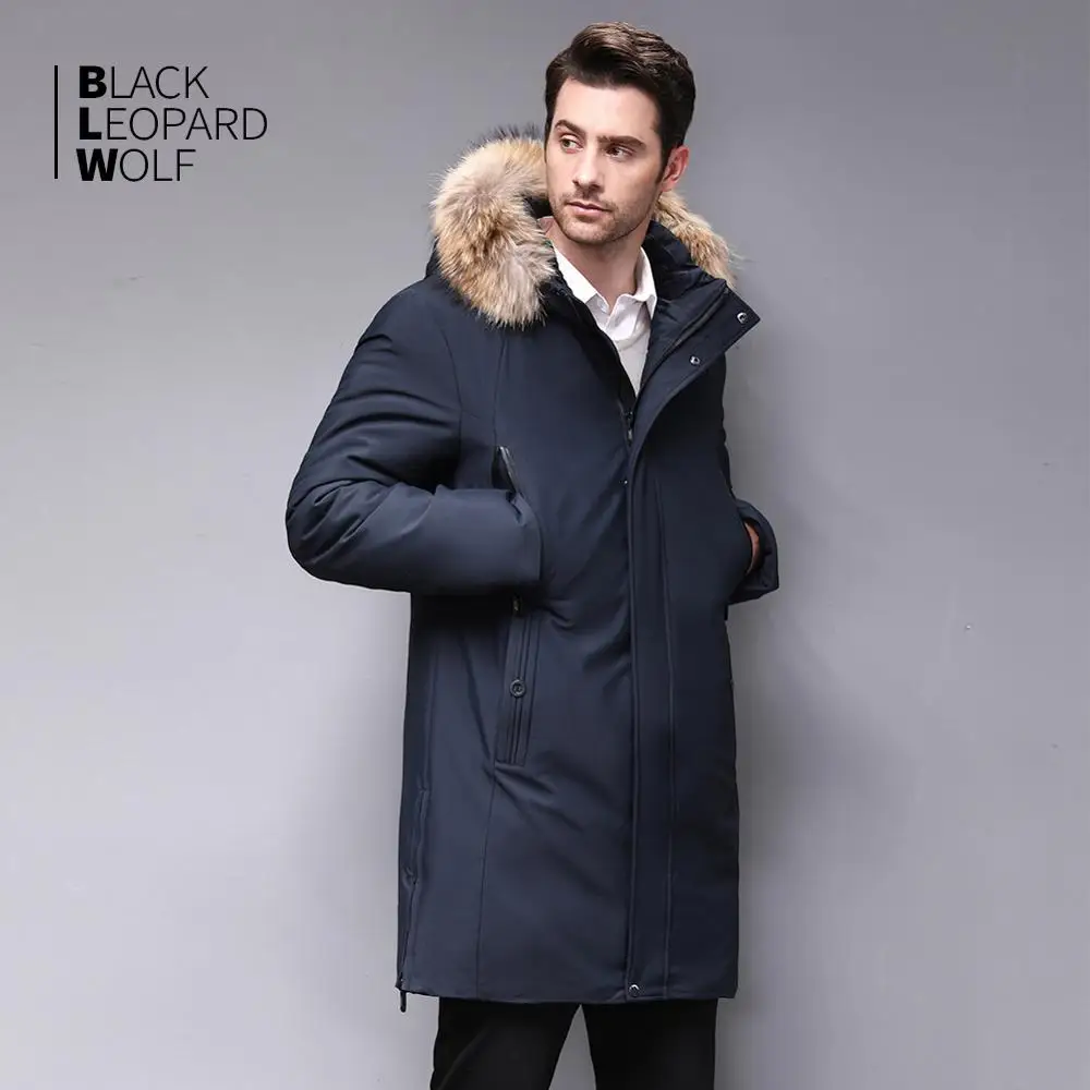 Blackleopardwolf 2019 Мужская теплая зимняя брендовая куртка съемный роскошный меховой